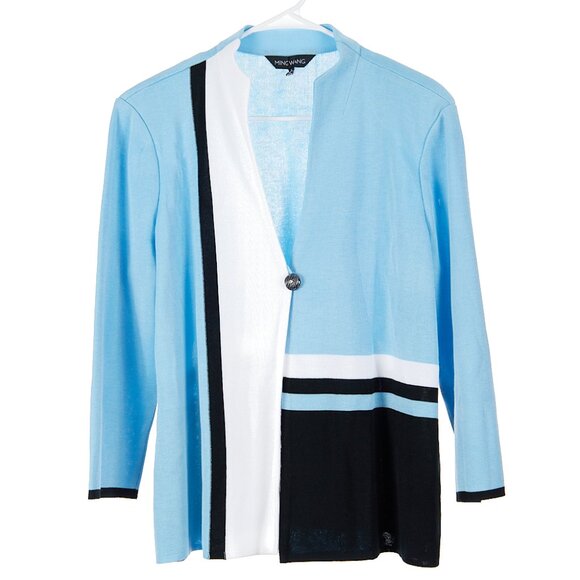 Ming Wang Sweaters - Ming Wang Colorblock One Button Knit Jacket Women's Large